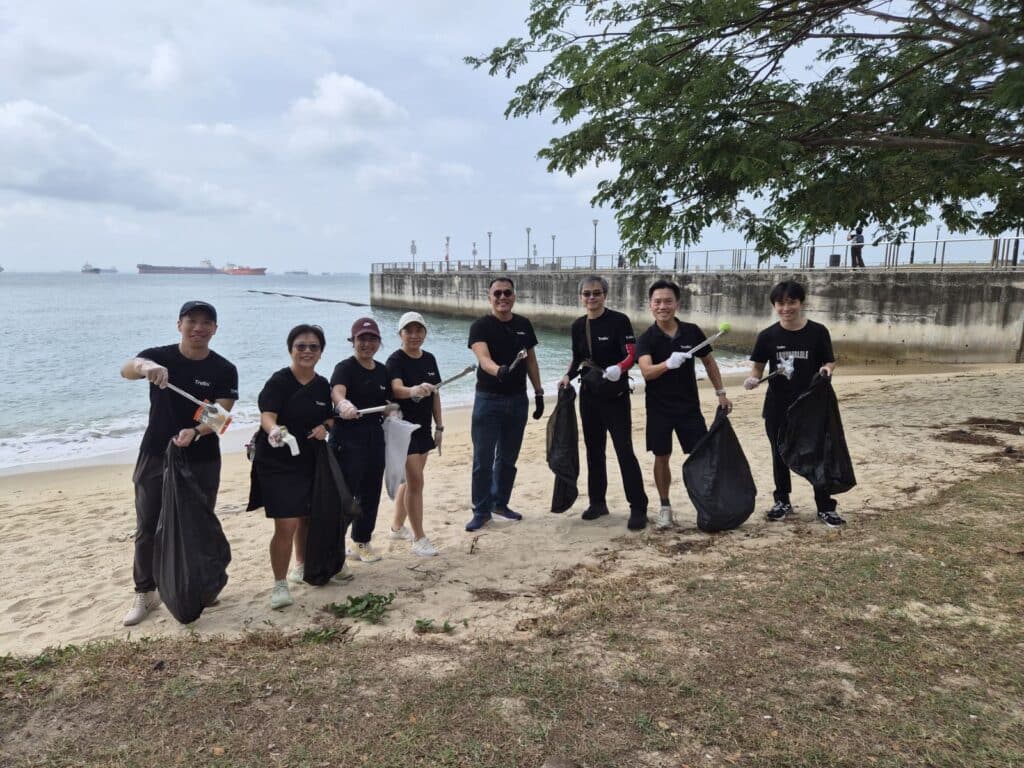 Our Singaporean team spent the day together cleaning local beaches down to the waterline.